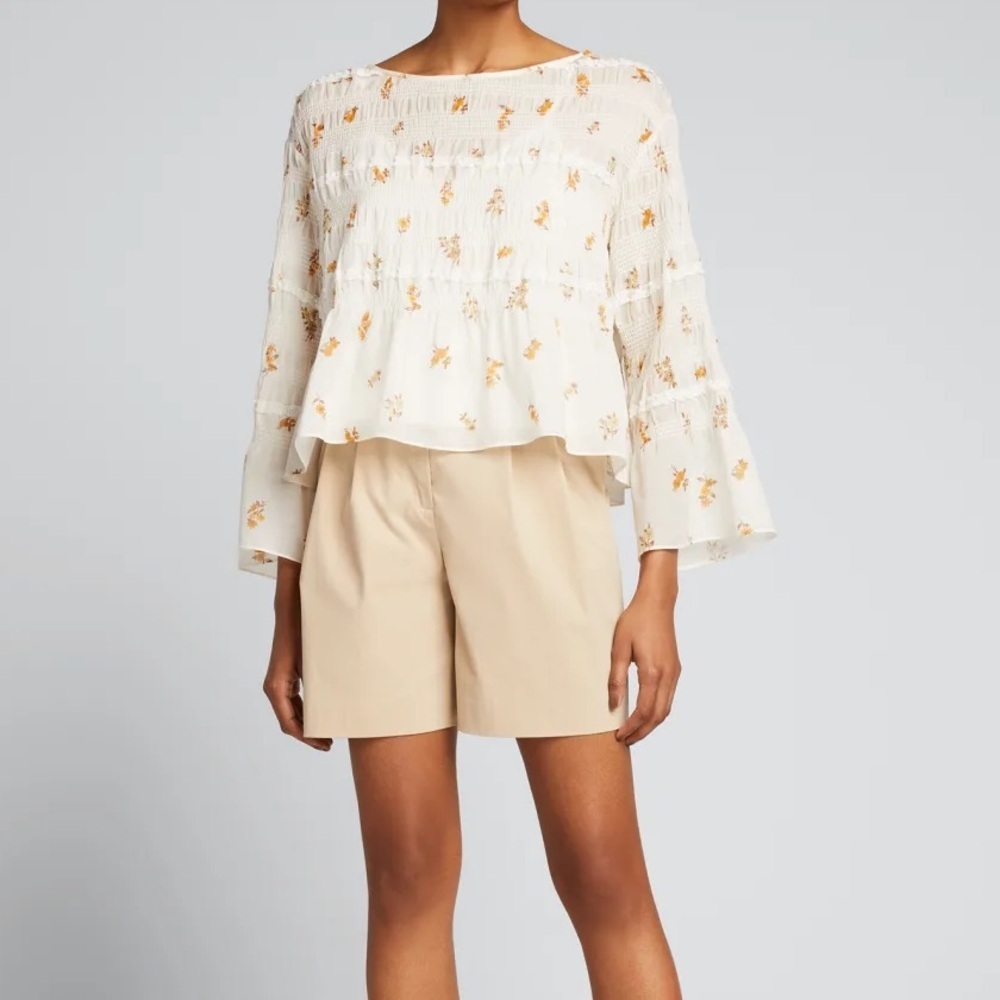Rebecca Taylor Cream Floral Blouse size small - Picture 1 of 7